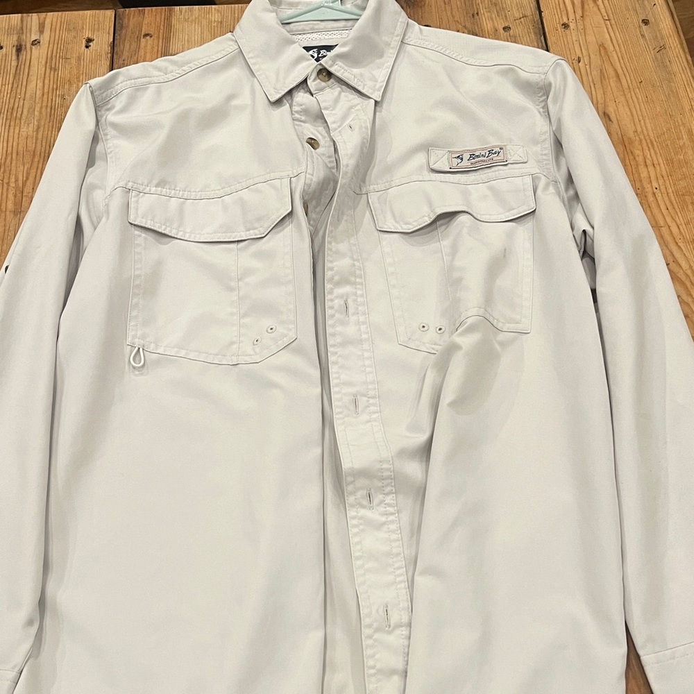 Bimini Bay Men's Casual Gray Button-Down Fishing Shirt